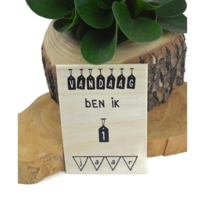 Houten mijlpaal leeftijd baby kaart, 1 jaar