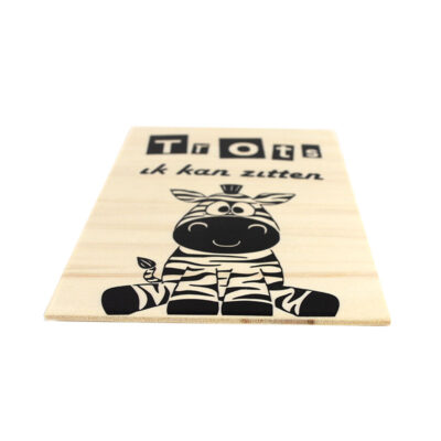 Houten mijlpaal kaart baby, ik kan zitten