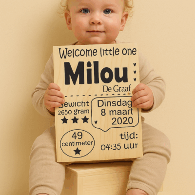 geboortebord van hout persoonlijk cadeau