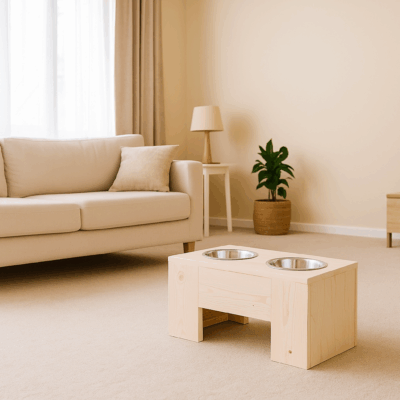 stevige honden voerbak van hout handgemaakt