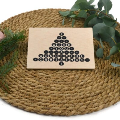 Houten kerstkaart wish you