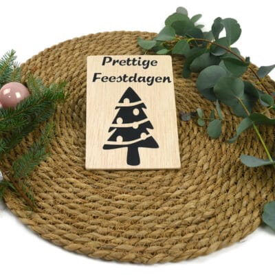 Houten kerstkaart kerstboom