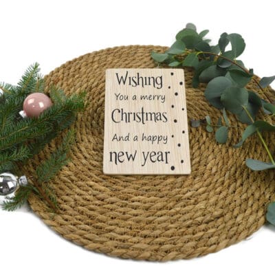 Houten kerstkaart wishing you