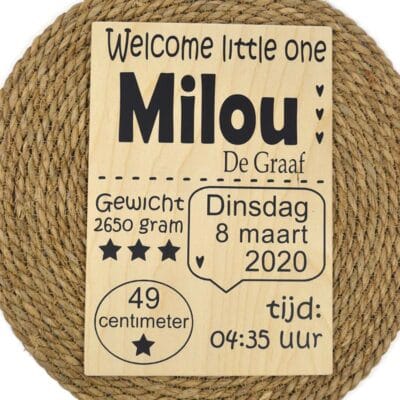 Geboortebord van hout