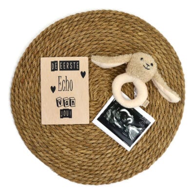 Houten mijlpaal kaart zwangerschap, eerste echo